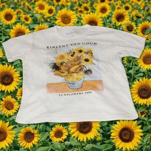 Vinyl Icons Vincent Van Gogh Sunflowers Tee - White Graphic